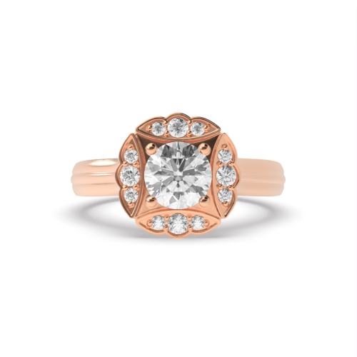 4 Prong Round Rose Gold Iconic Halo Engagement Rings