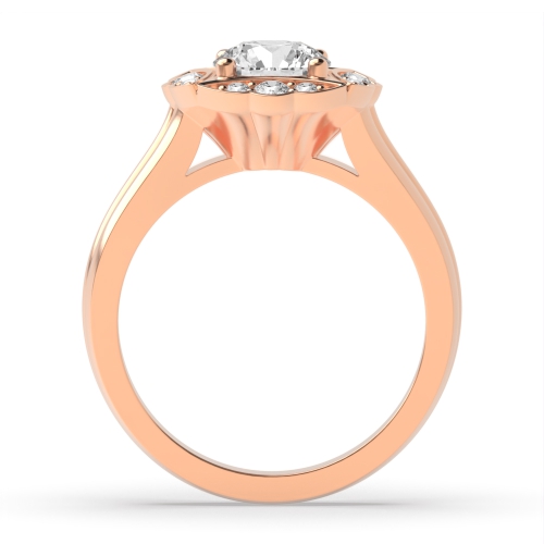 4 Prong Round Rose Gold Iconic Halo Engagement Rings