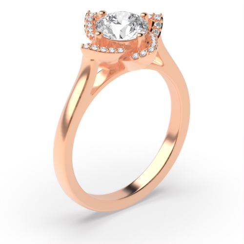 4 prong setting round shape plain halo engagement diamond ring