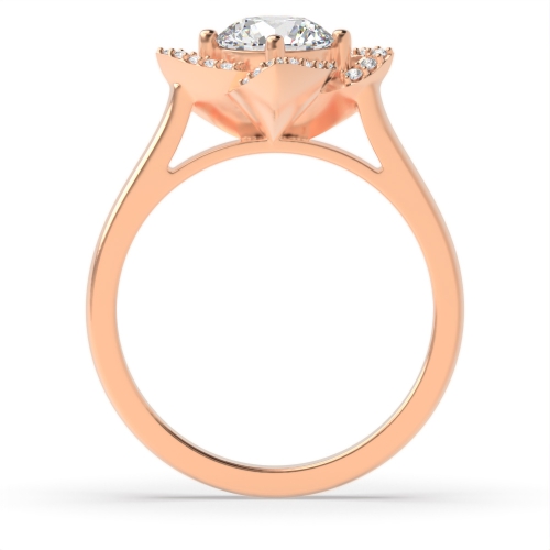 4 Prong Round Rose Gold Royalty Halo Engagement Rings