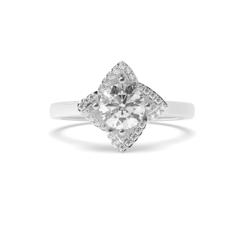 4 Prong Round Halo Diamond Ring