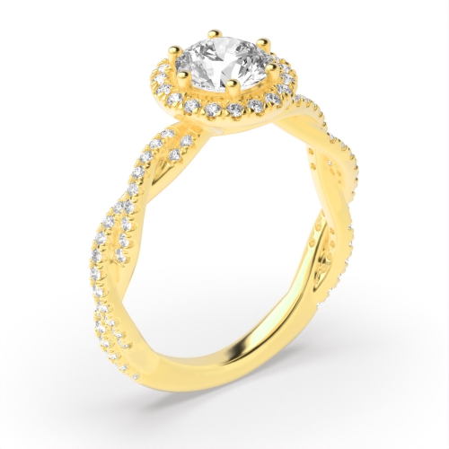 prong setting round shape halo side stone diamond ring