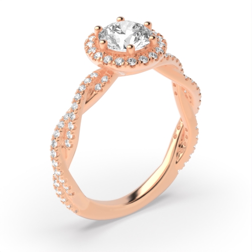 6 Prong Round Rose Gold Mesmerizing Halo Engagement Rings