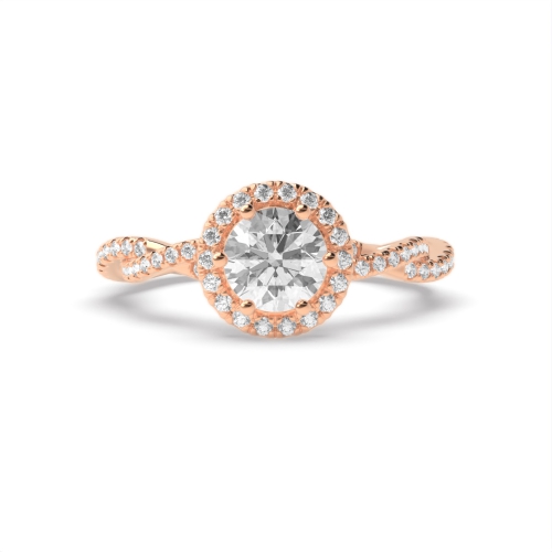 6 Prong Round Rose Gold Mesmerizing Halo Engagement Rings