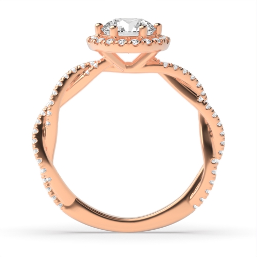6 Prong Round Rose Gold Mesmerizing Halo Engagement Rings