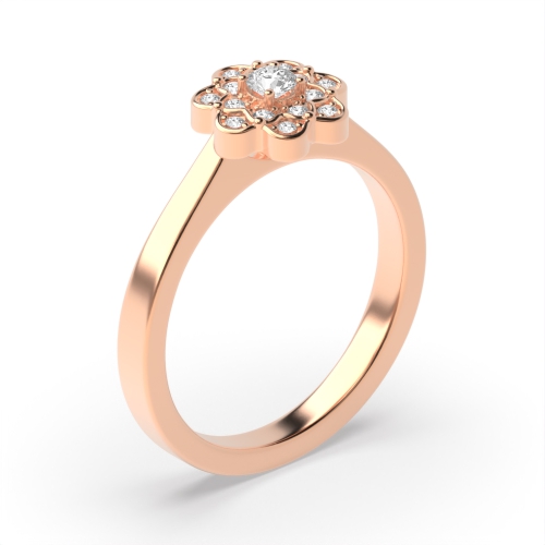 4 Prong Round Rose Gold Iridescence Halo Engagement Rings