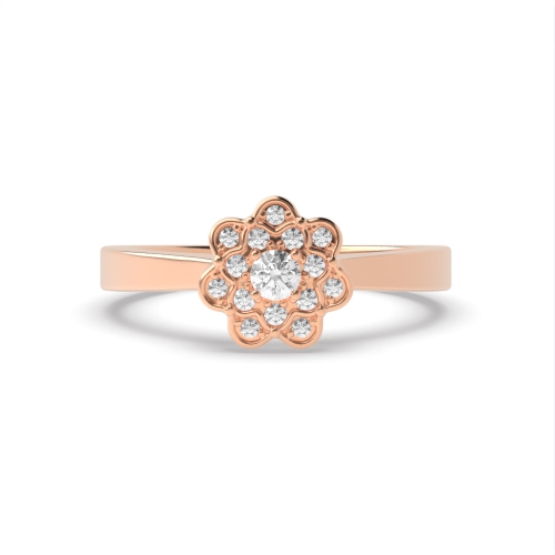 4 Prong Round Rose Gold Iridescence Halo Engagement Rings