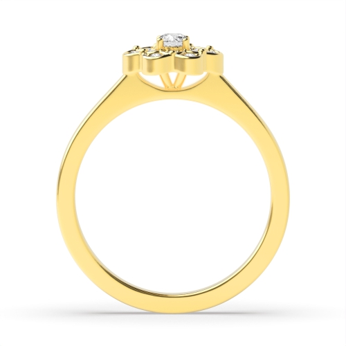 4 Prong Round Yellow Gold Iridescence Halo Engagement Rings