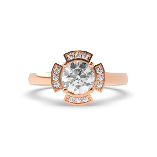 4 Prong Round Rose Gold Infiniteglimmer Halo Engagement Rings