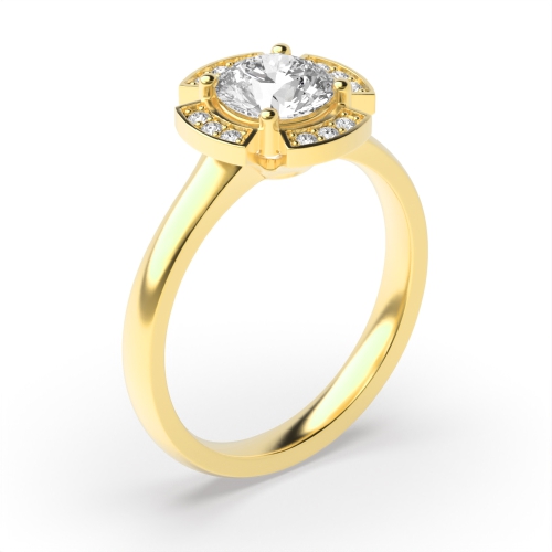 4 Prong Round Yellow Gold Infiniteglimmer Halo Engagement Rings