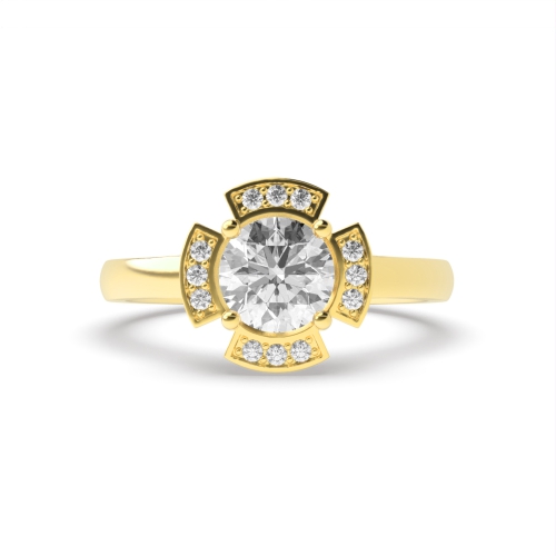 4 Prong Round Yellow Gold Infiniteglimmer Halo Engagement Rings
