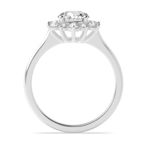 4 Prong Round WhisperTrail Moissanite Halo Diamond Ring