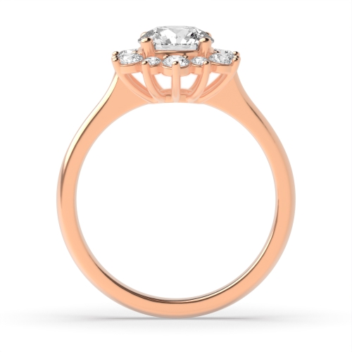 4 Prong Round Rose Gold Whispertrail Halo Engagement Rings
