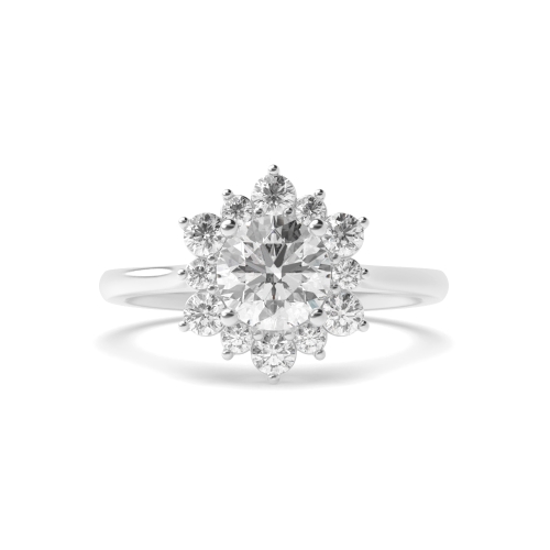 4 Prong Round WhisperTrail Moissanite Halo Diamond Ring