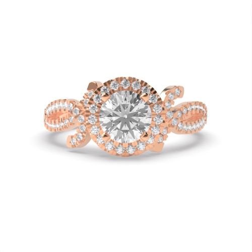 4 Prong Round Rose Gold Auragleam Halo Engagement Rings