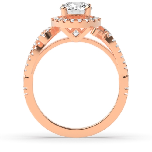 4 Prong Round Rose Gold Auragleam Halo Engagement Rings