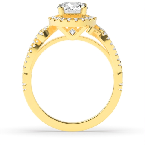 4 Prong Round Yellow Gold Auragleam Halo Engagement Rings