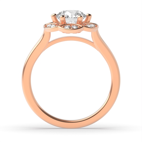 6 Prong Round Rose Gold Starradiant Halo Engagement Rings