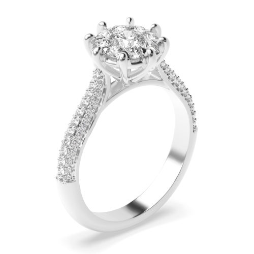 prong setting round shape halo engagement Lab Grown Diamond ring