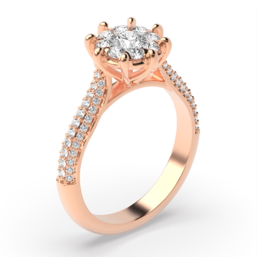 6 Prong Round Rose Gold Marvelous Halo Engagement Rings