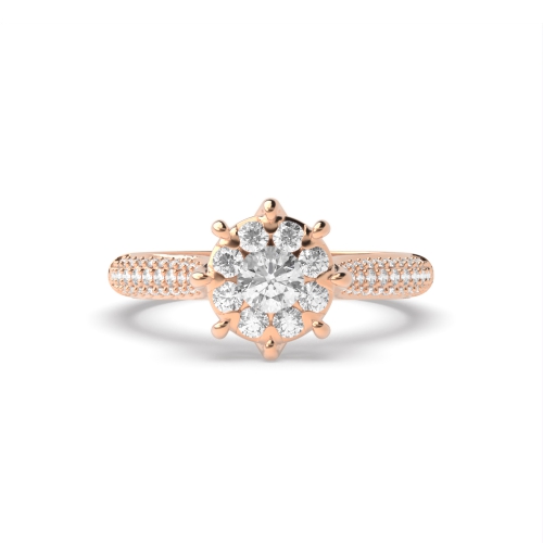 6 Prong Round Rose Gold Marvelous Halo Engagement Rings