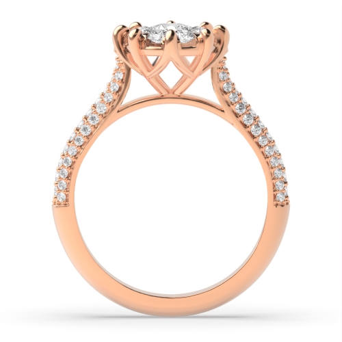 6 Prong Round Rose Gold Marvelous Halo Engagement Rings