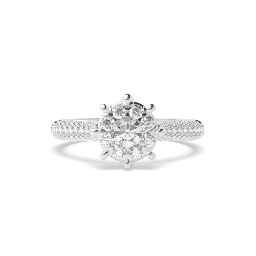 6 Prong Round Moissanite Halo Diamond Ring