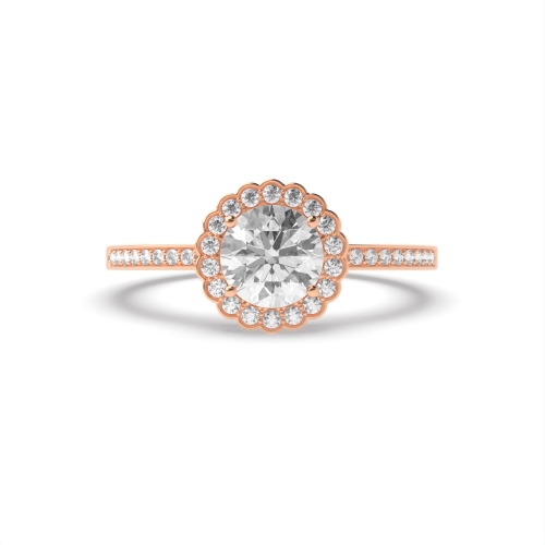 4 Prong Round Rose Gold Infiniteflow Halo Engagement Rings