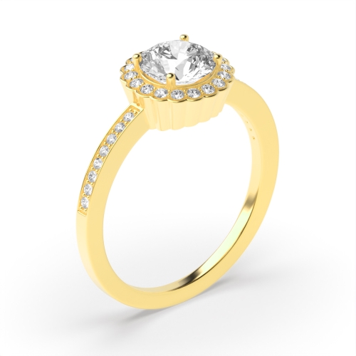 4 Prong Round Yellow Gold Infiniteflow Halo Engagement Rings