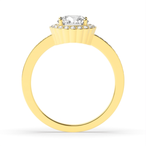4 Prong Round Yellow Gold Infiniteflow Halo Engagement Rings