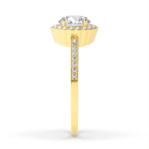 4 Prong Round Yellow Gold Infiniteflow Halo Engagement Rings