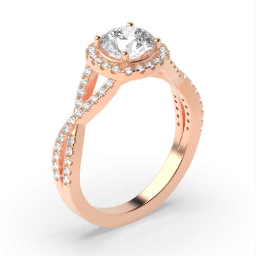 4 Prong Round Rose Gold Whisperecho Halo Engagement Rings