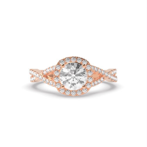 4 Prong Round Rose Gold Whisperecho Halo Engagement Rings