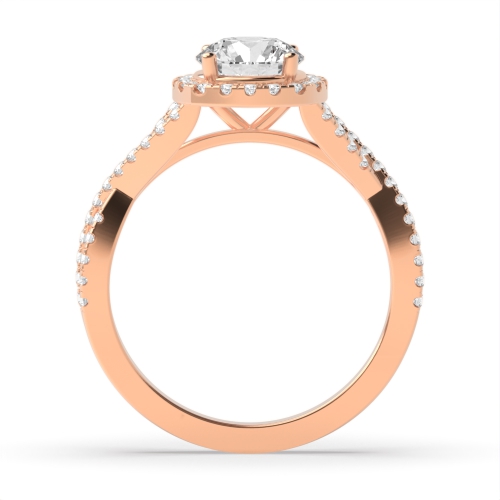 4 Prong Round Rose Gold Whisperecho Halo Engagement Rings