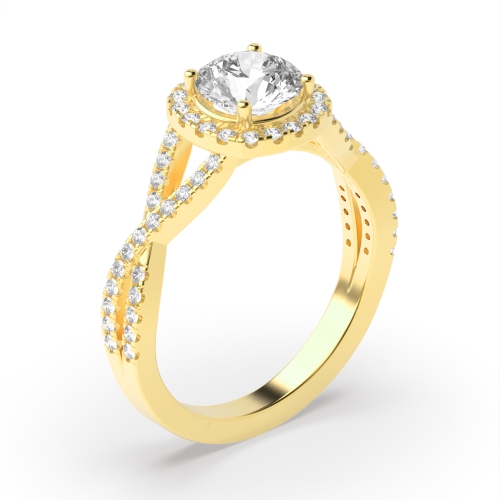 4 Prong Round Yellow Gold Whisperecho Halo Engagement Rings