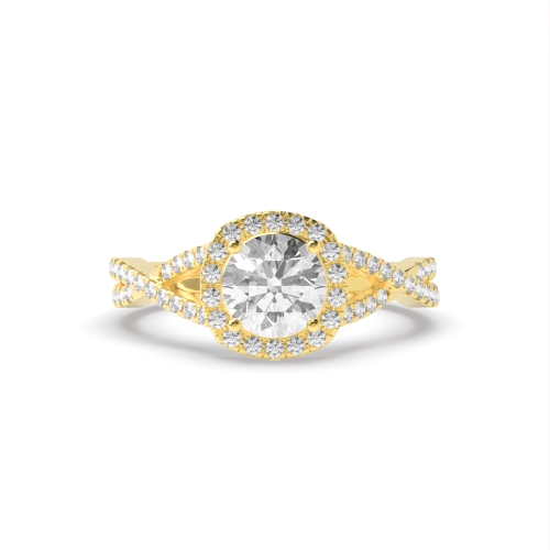 4 Prong Round Yellow Gold Whisperecho Halo Engagement Rings