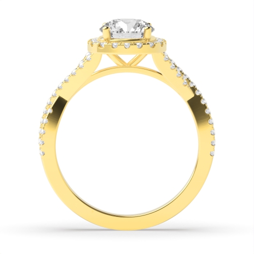 4 Prong Round Yellow Gold Whisperecho Halo Engagement Rings