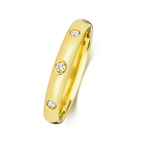 Flush Setting Round Yellow Gold Radiancefull Eternity Diamond Rings