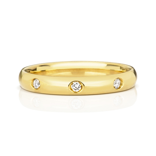 Flush Setting Round Yellow Gold Radiancefull Eternity Diamond Rings