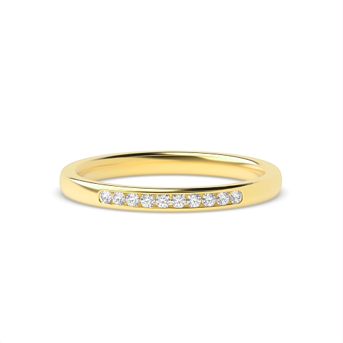 Channel Setting Round Yellow Gold Glimmer continuum Eternity Diamond Rings