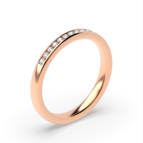 Channel Setting Round Rose Gold Diamond-cut Eternity Diamond Rings