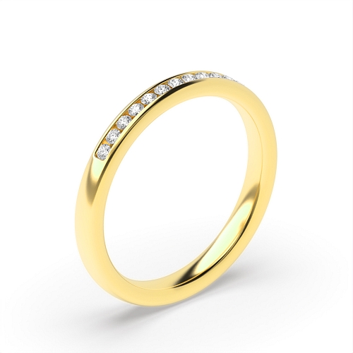 Channel Setting Round Yellow Gold Diamond-cut Eternity Diamond Rings