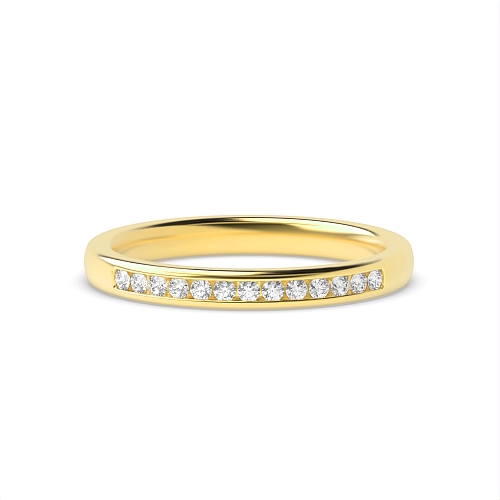 Channel Setting Round Yellow Gold Diamond-cut Eternity Diamond Rings