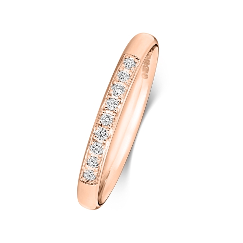 Pave Setting Round Rose Gold Radiance Eternity Diamond Rings