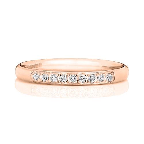 Pave Setting Round Rose Gold Radiance Eternity Diamond Rings