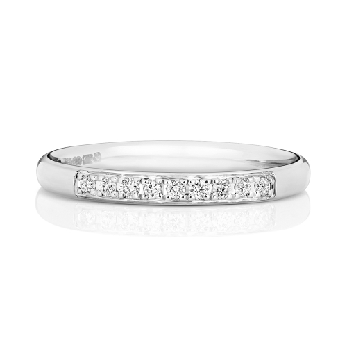 Pave Setting Round Radiance Half Eternity Diamond Rings