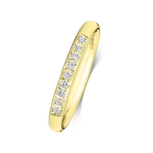 Pave Setting Round Yellow Gold Radiance Eternity Diamond Rings