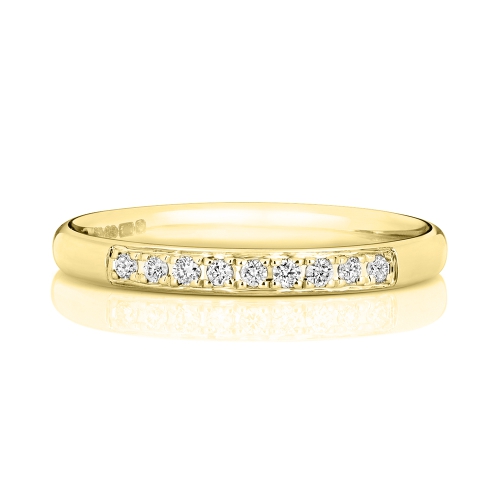 Pave Setting Round Yellow Gold Radiance Eternity Diamond Rings