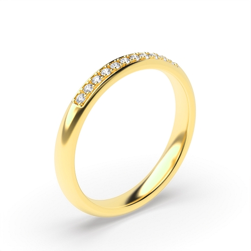 Pave Setting Round Yellow Gold Tantalizing Eternity Diamond Rings