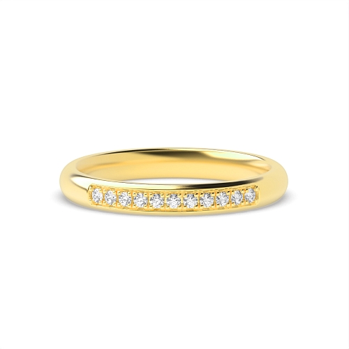 Pave Setting Round Yellow Gold Tantalizing Eternity Diamond Rings